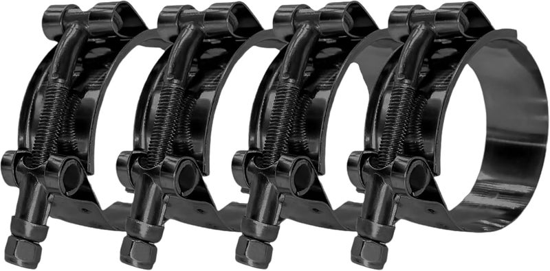 Botten 4 Pack 1.5" Stainless Steel T-Bolt Hose Clamps - Clamp Range 44-50mm for 1.5 Hose ID (Black) - Durable and Reliable Hose Clamps for Secure Connections" - Image 1